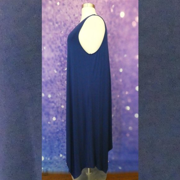 Roman's Navy Blue V Neck Sharkbite Dress 26/28 2X - Picture 4 of 8